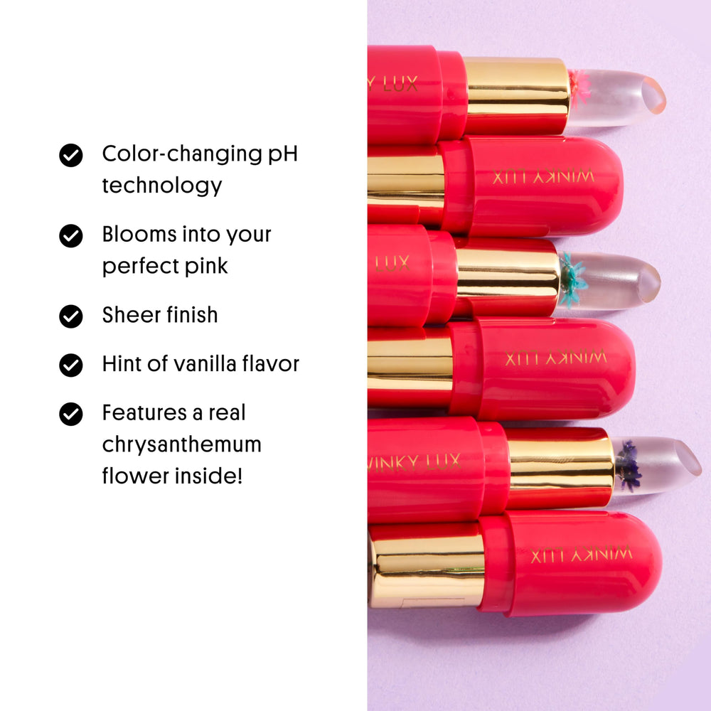 Bálsamo Flower de Winky Lux con aplicación suave y rosa personalizado