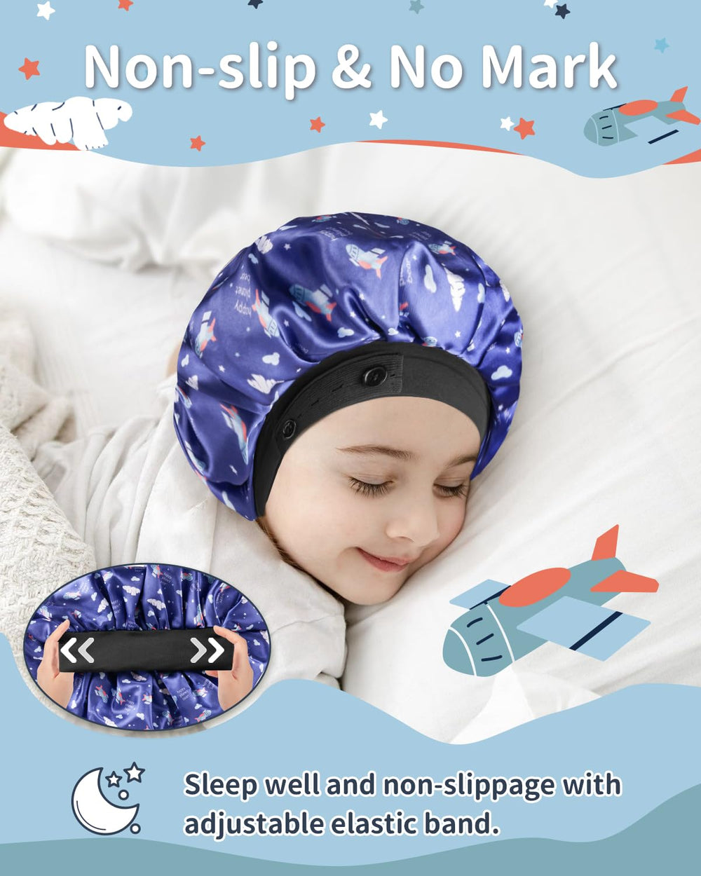 Gorro WINSTECK bonete seda doble capa con corazón rosa, estilo tierno para la hora de dormir.