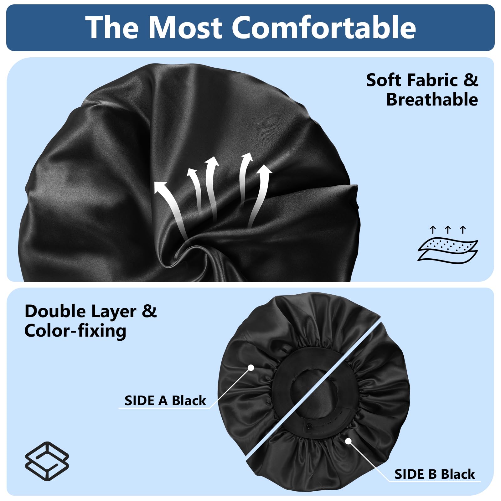 WINSTECK bonete satén doble capa para proteger y retener humedad durante la noche.