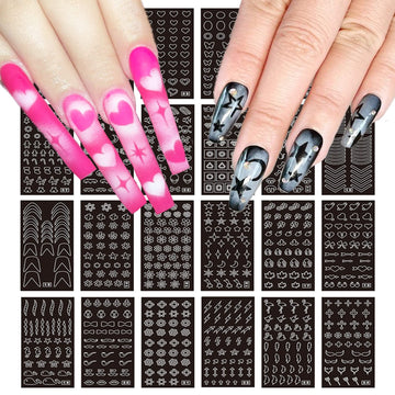 Winthrop plantillas para uñas con estrellas y luna, ideal para diseños llamativos en casa.