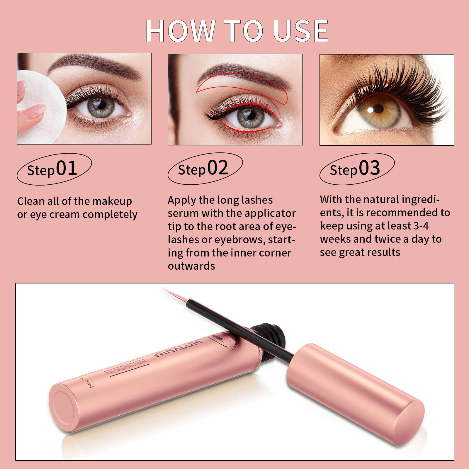 Winxlum serum hipoalergénico probado dermatológicamente para piel sensible.