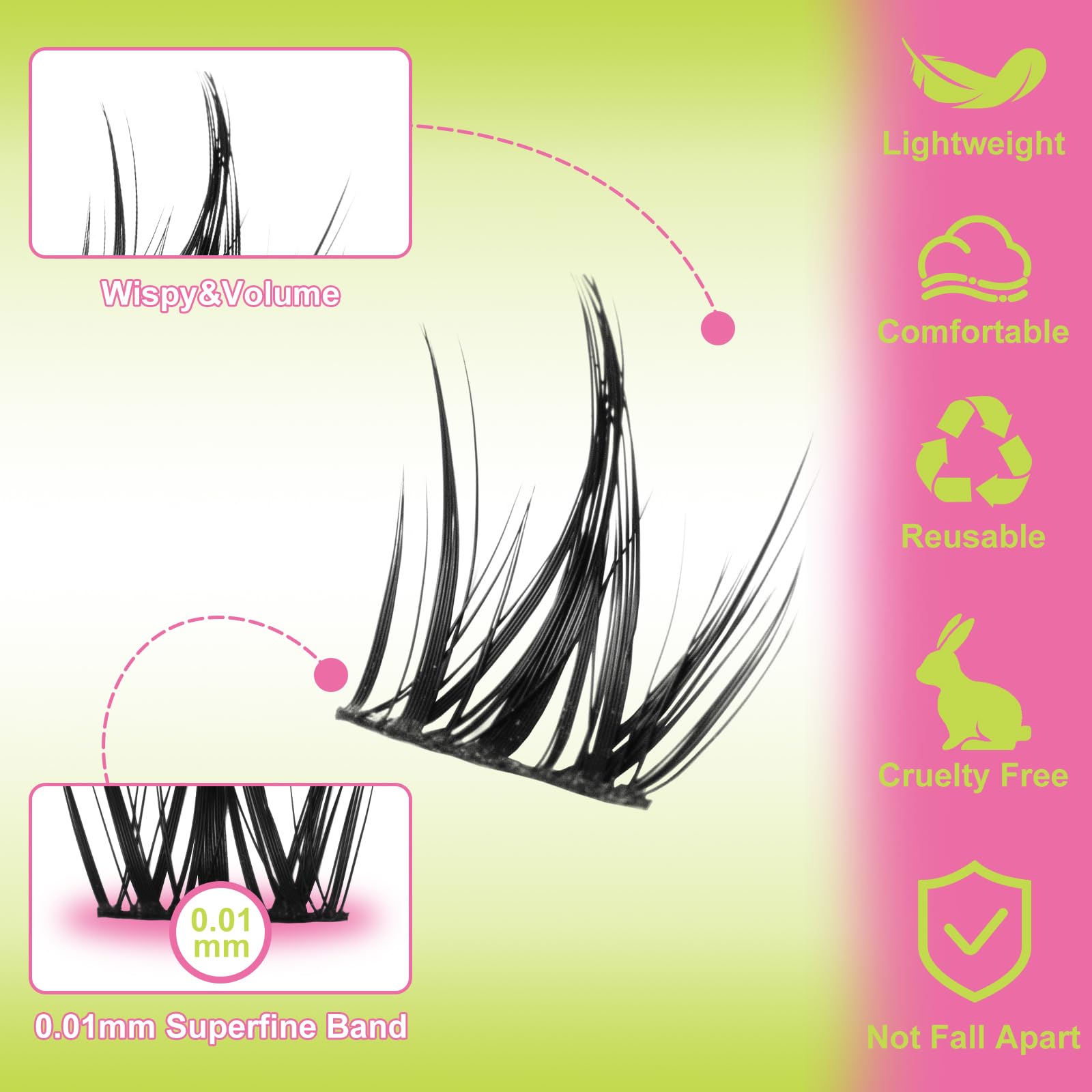 WiWiLINK Pestañas Clusters dramáticas 14-16 mm para cosplay