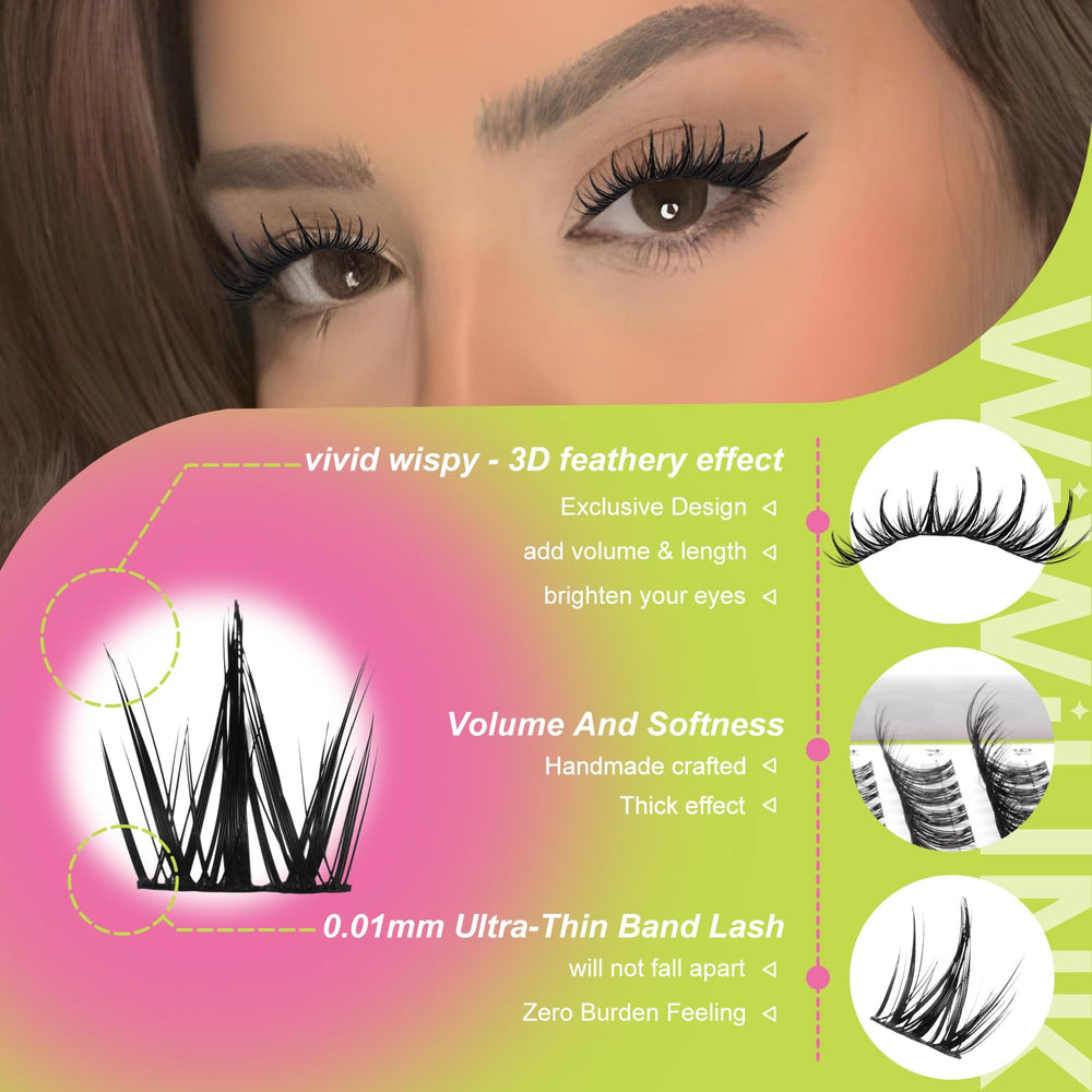 WiWiLINK Pestañas Clusters glam 12 mm para ocasiones especiales