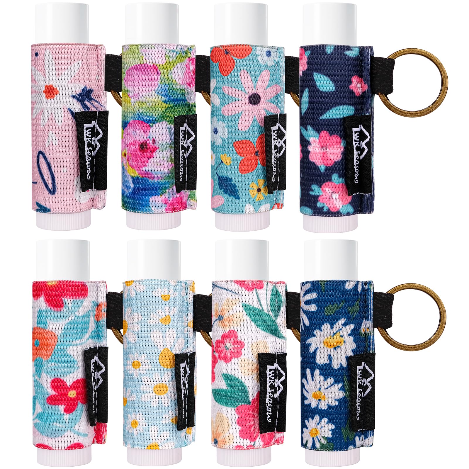 Portabálsamo WK IEASON llavero floral rosa, práctico para llevar bálsamo y llavero juntos