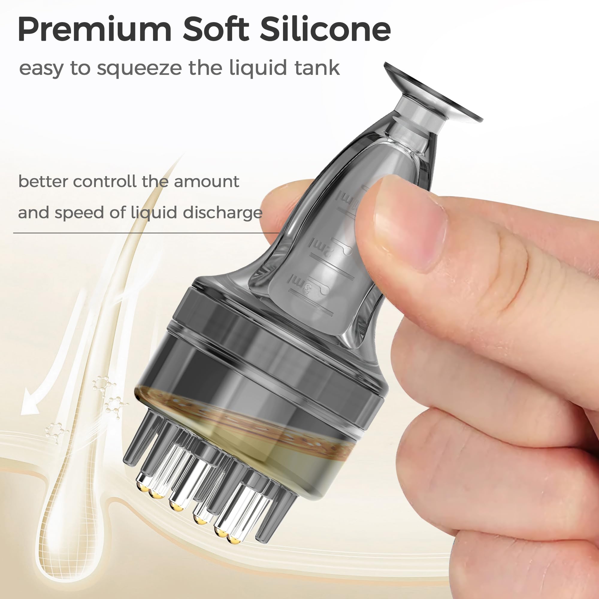 Aplicación suave de Minoxidil con WL-YBOPRO, sin goteos.
