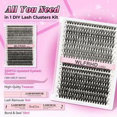 WLFRHD cluster de pestañas con curvatura D para volumen definido