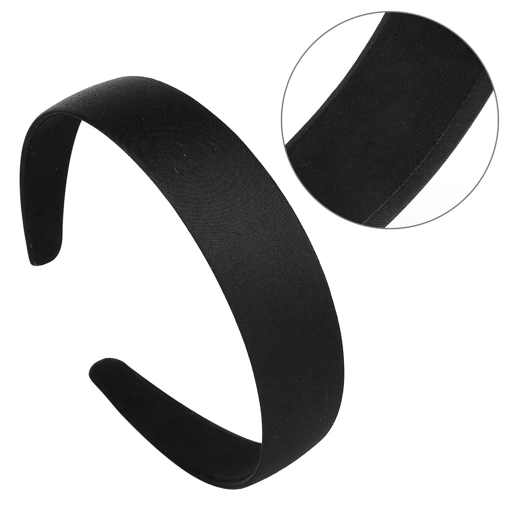 Diadema satin negra con forro interior suave de WLLHYF para mayor confort.