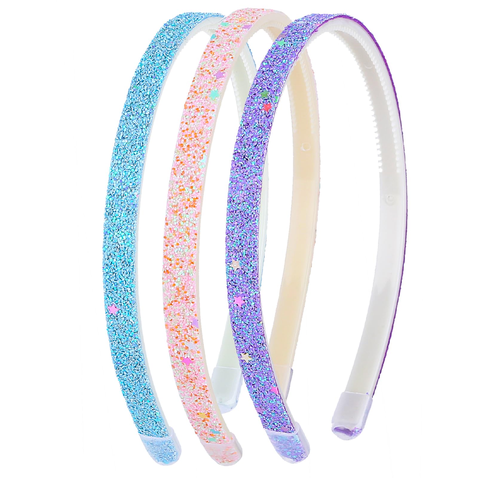 Diadema glitter WLLHYF arcoíris con dientes para sujetar el peinado con estilo.