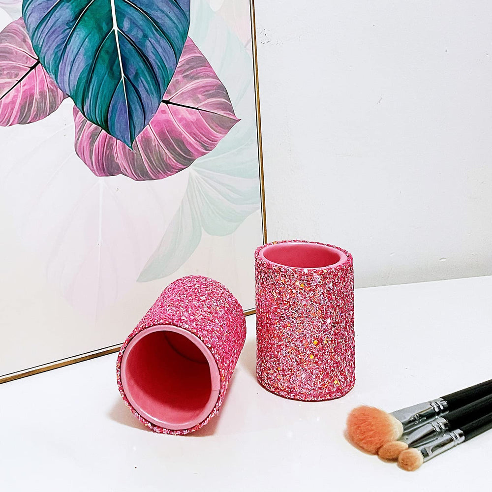 Taza para pinceles Wlz rosa, ideal para escritorio ordenado