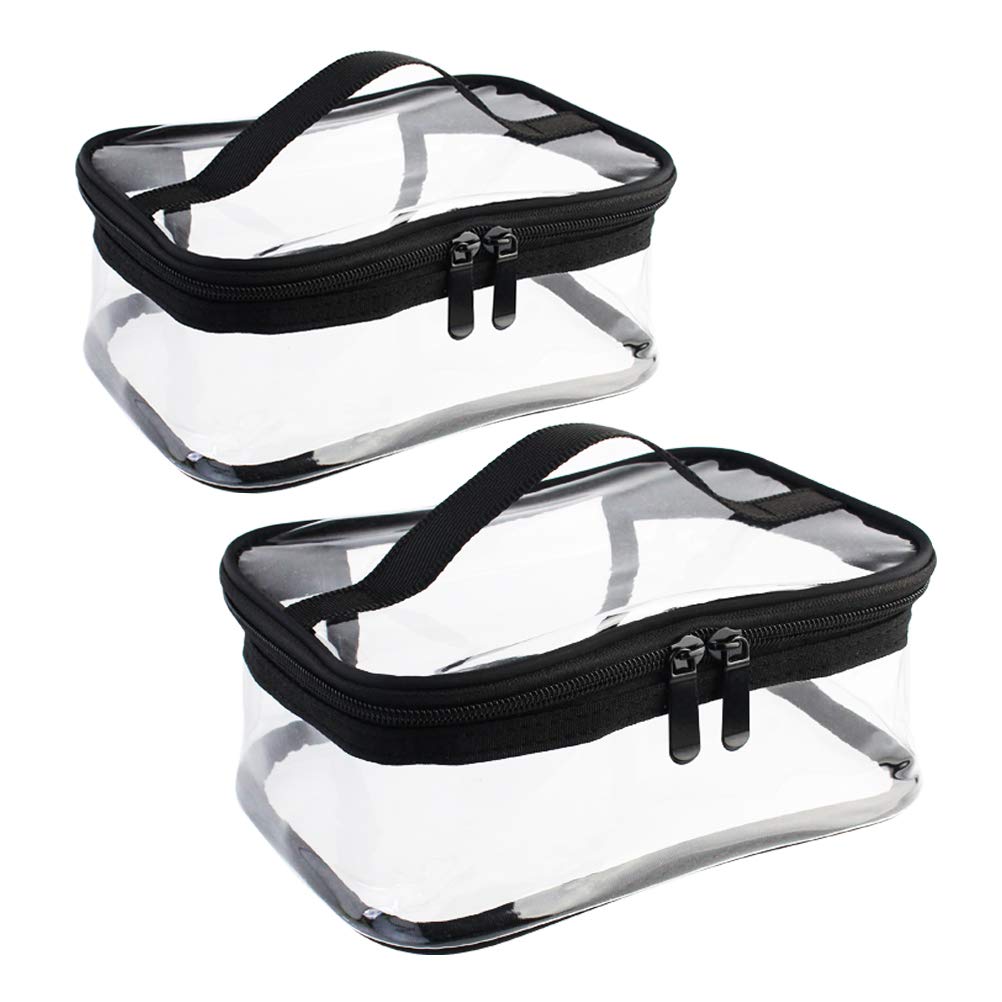 Wobe bolsa maquillaje transparente grande con asa, ideal para viaje y organización de cosméticos.