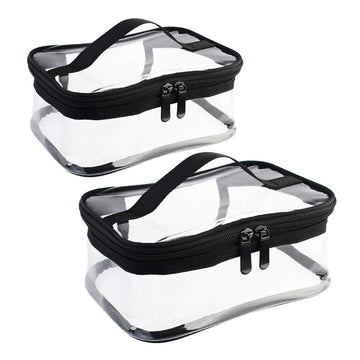 Wobe bolsa maquillaje transparente grande con asa, ideal para viaje y organización de cosméticos.