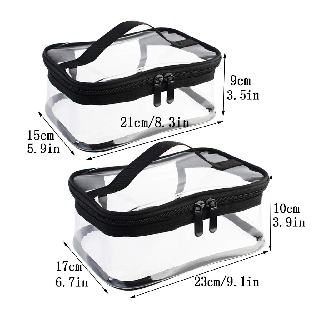 Wobe bolsa maquillaje transparente mediana con asa, fácil ver el contenido al instante.