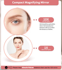 WOBSION Espejo 1x/10x con iluminación para maquillaje detallado