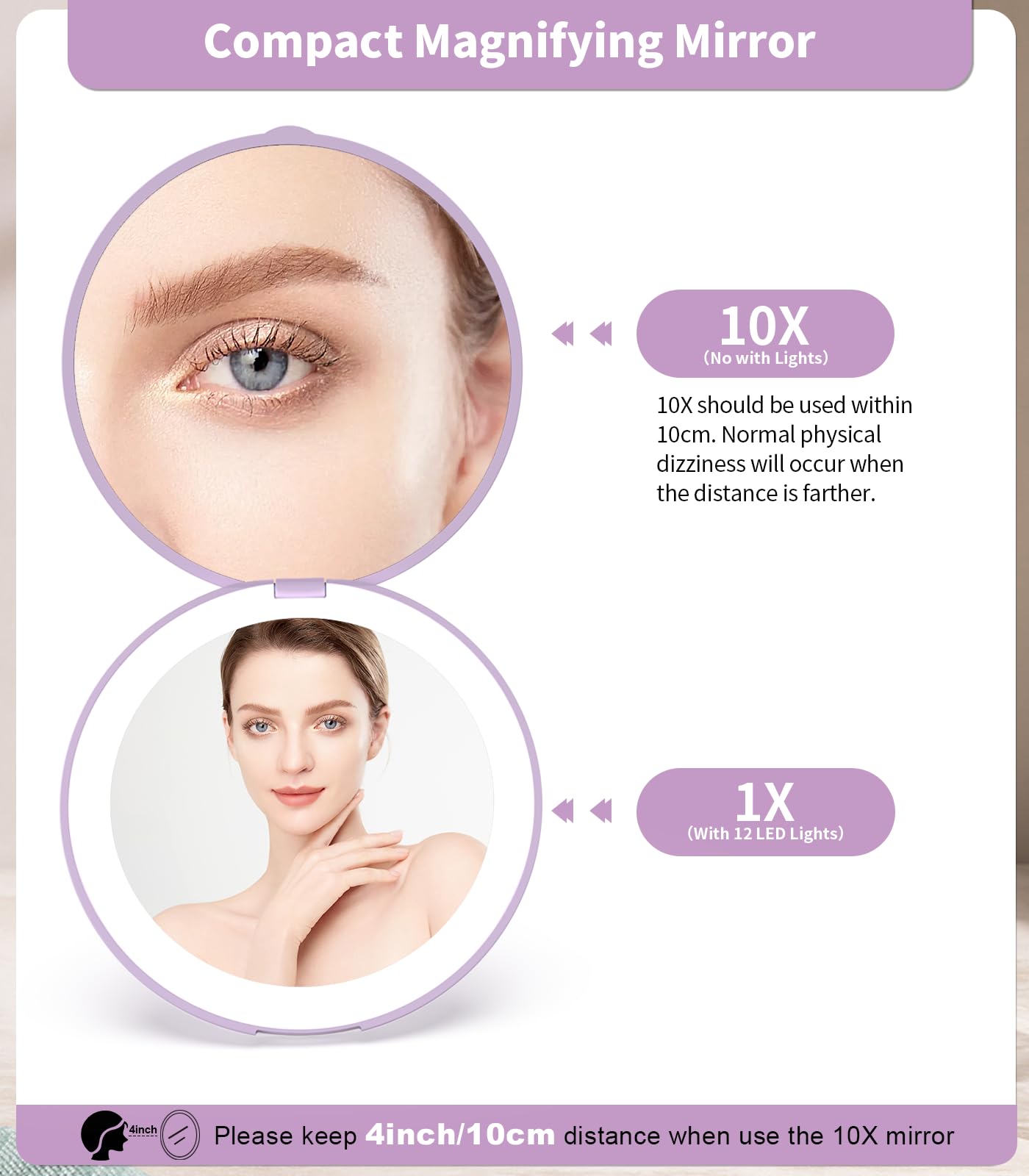 Espejo WOBSION de dos caras para maquillaje rápido.