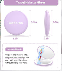 Espejo de viaje WOBSION compacto para bolso.