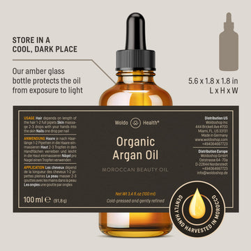 WoldoHealth Aceite de Argán para cuerpo y cuidado de la piel.