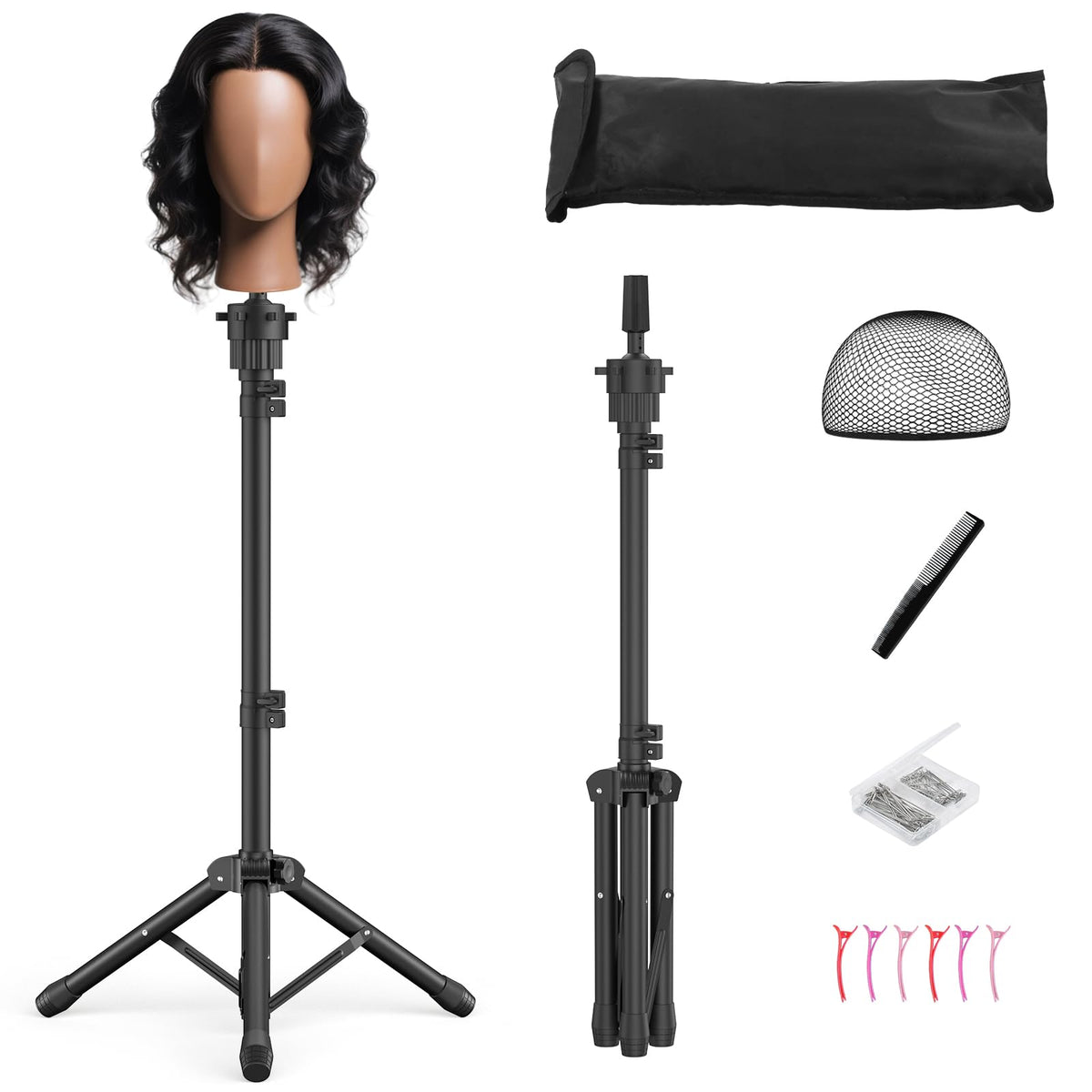 Soporte de cabello Womnwomn con tripode 50 pulgadas para practicar peinados con estabilidad