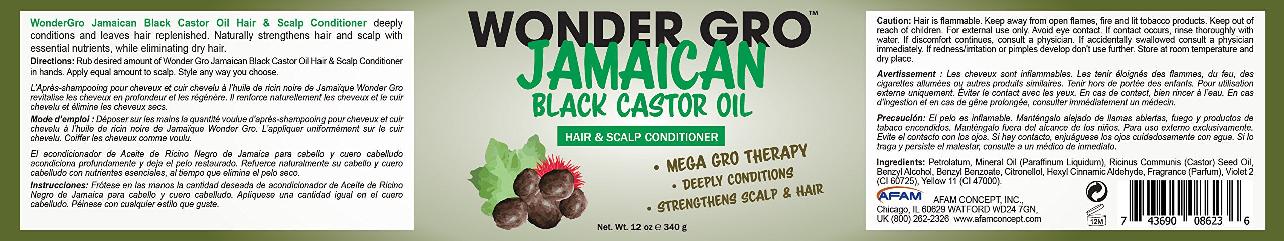 Wonder Gro aplica en cuero cabelludo para nutrición y suavidad.