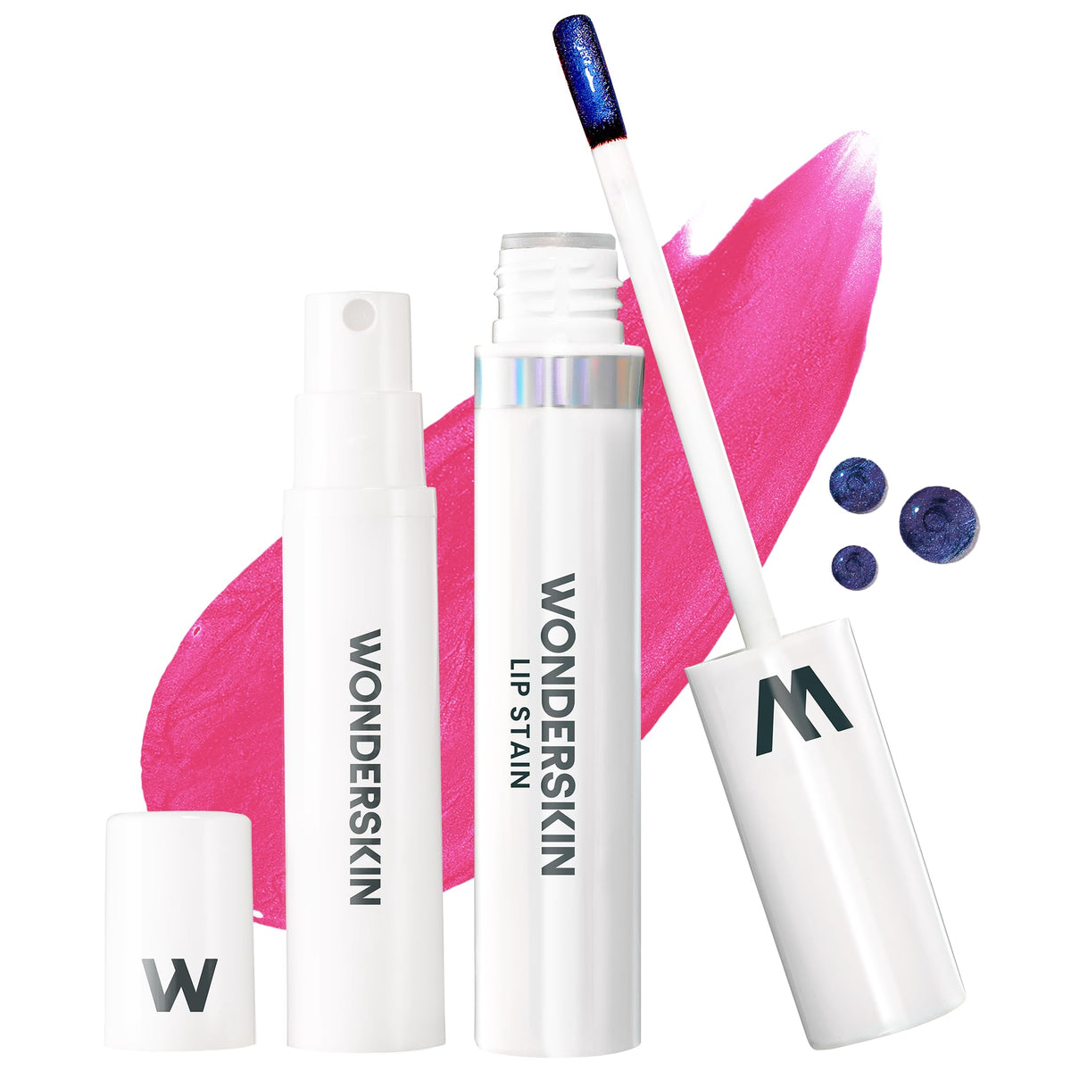 Wonder-Skin Wonder Blading application: teinte rose néon avec longue tenue sur les lèvres.