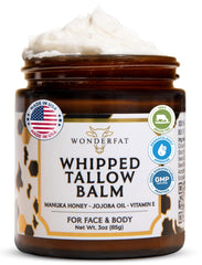 Wonderfat emballage et texture: soin nourrissant léger pour visage et corps.