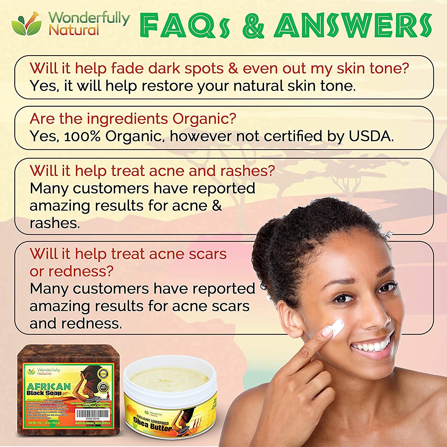Wonderfully Natural African Black Soap texture highlighting natural ingredients