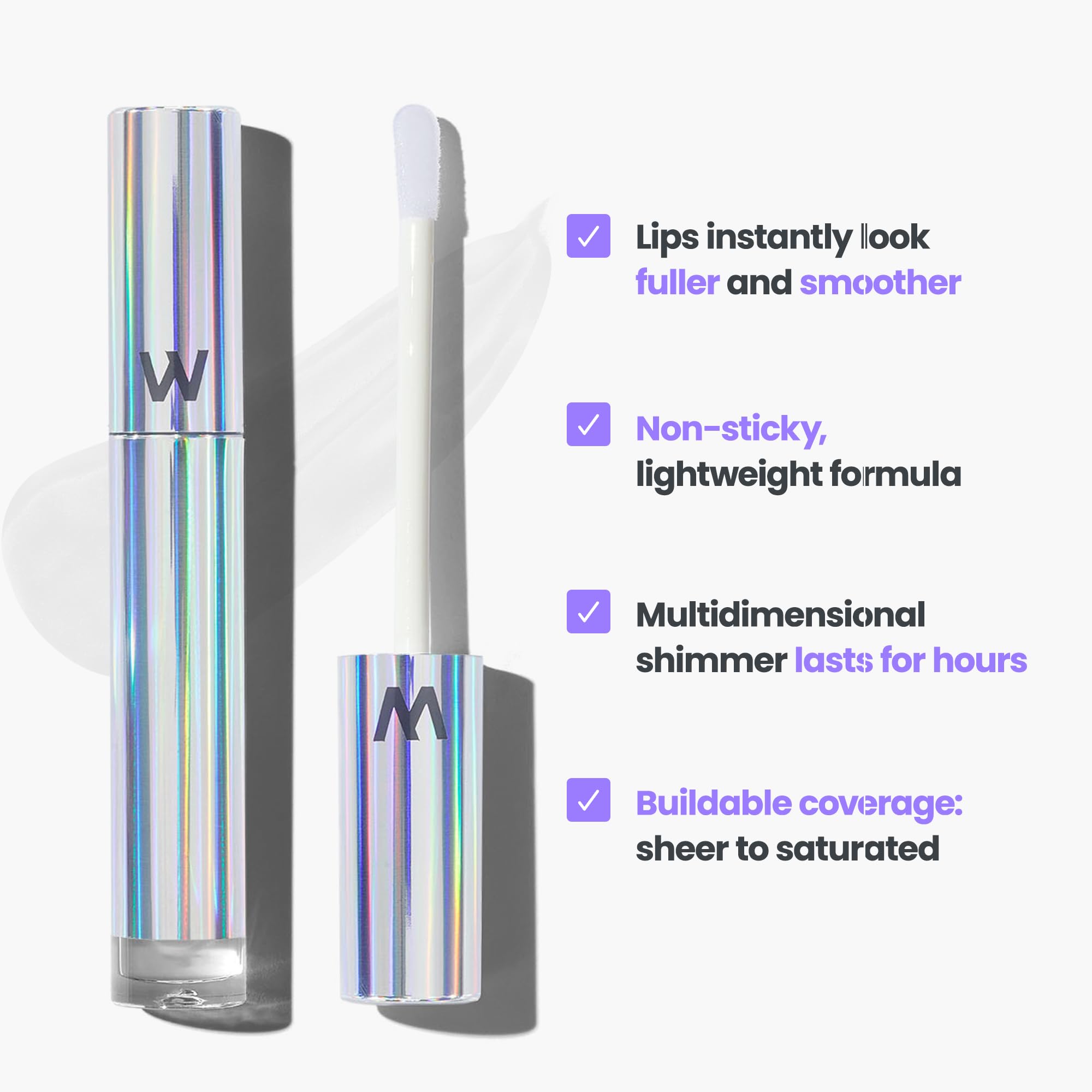 Wonderskin Brillo labial hidratante para labios suaves y con brillo claro