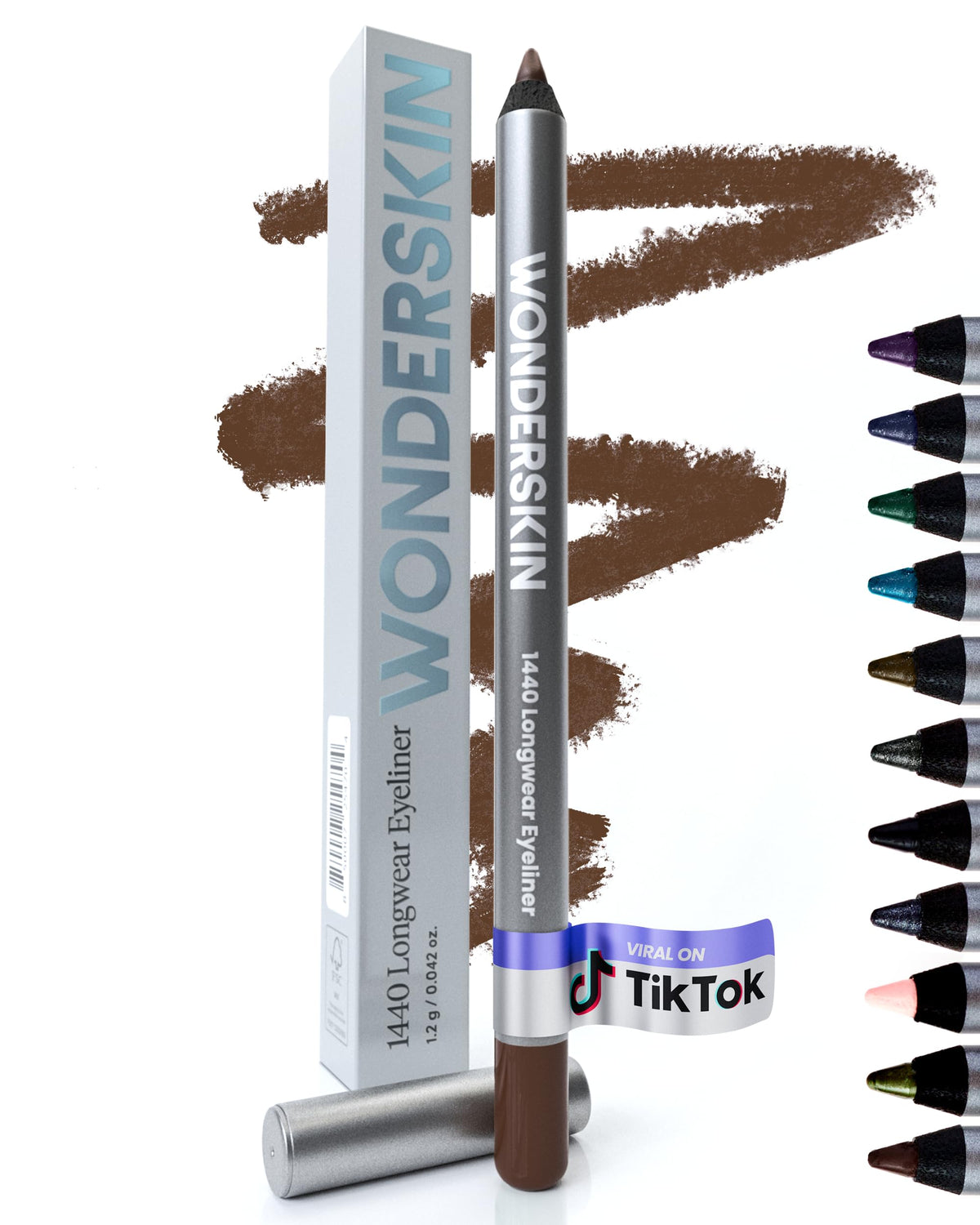 Delineador Wonderskin 1440 marrón primer plano con color intenso para ojos