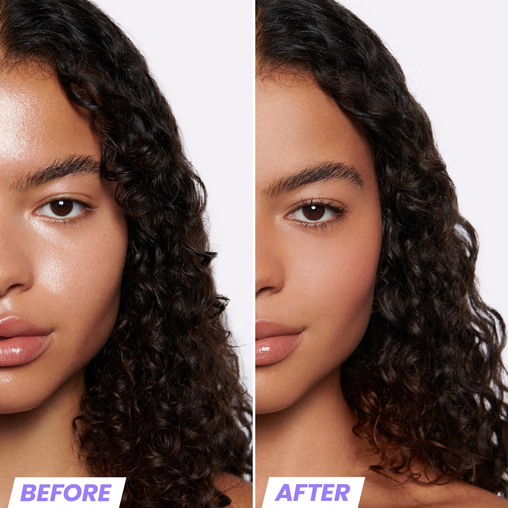 Difuminado de poros con Wonderskin FYP Powder en piel de tono medio.