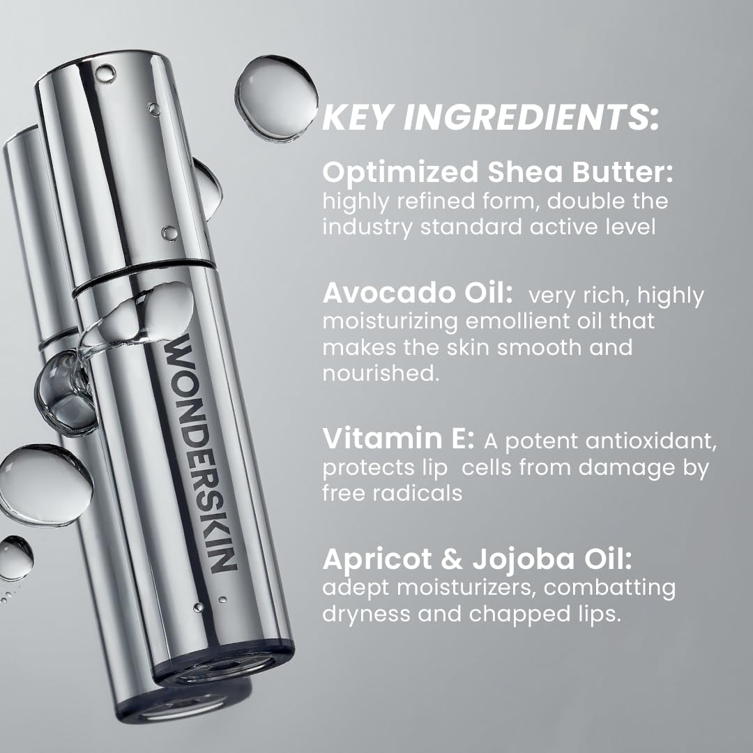 WonderSkin Lip Oil ofrece doble cuidado para labios secos y tono suave.