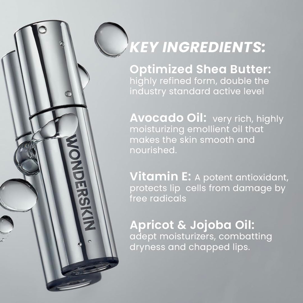 WonderSkin Lip Oil ofrece doble cuidado para labios secos y tono suave.