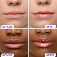 Textura satinada de Wonderskin Lip Oil Rehab Serum para acabado ligero.