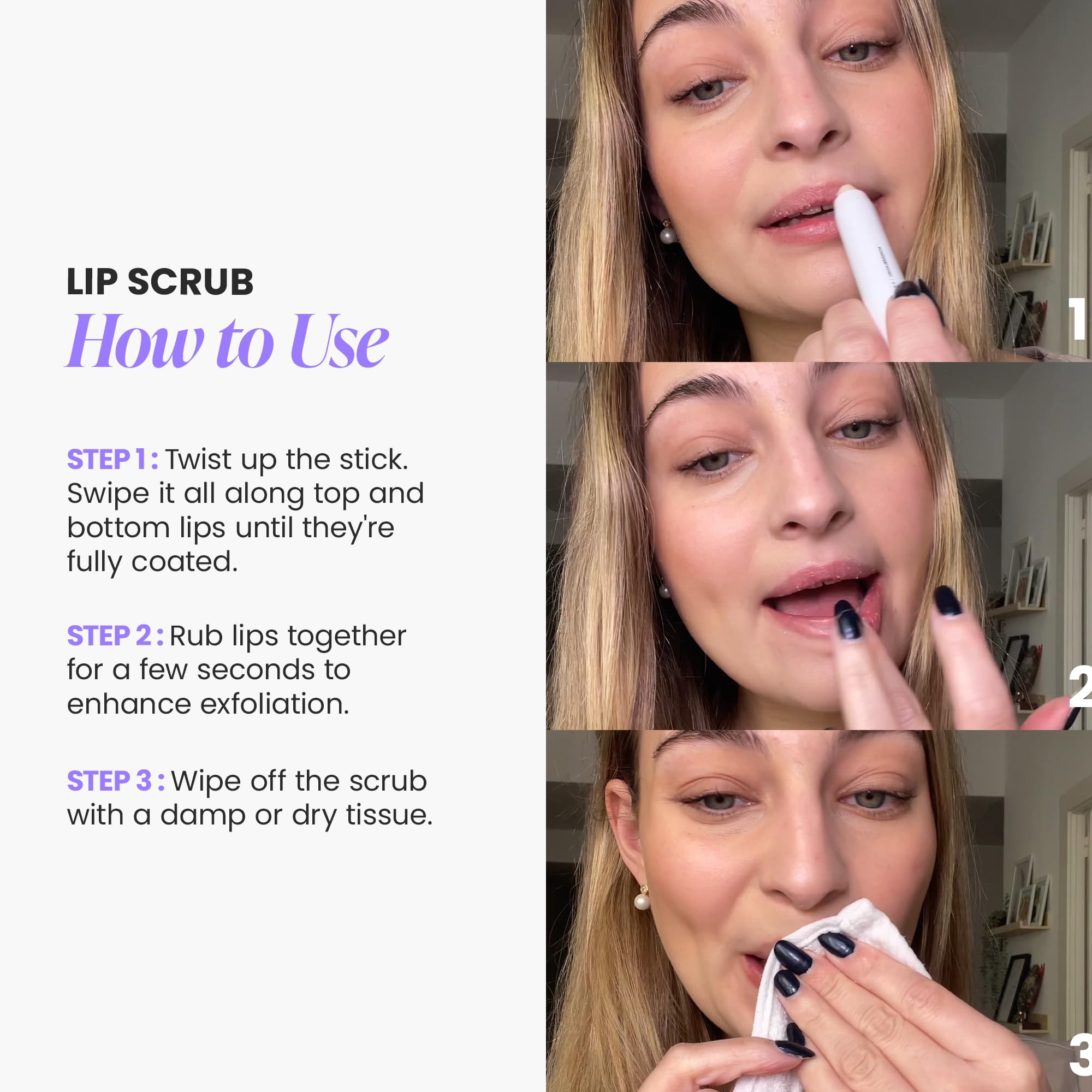 Wonderskin Lip Scrub prépare les lèvres pour une teinte longue tenue.