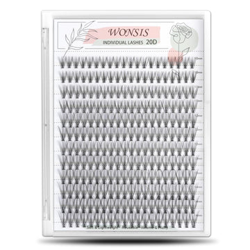 Pestañas WONSIS 20D clusters, 240 piezas para un look natural y duradero.