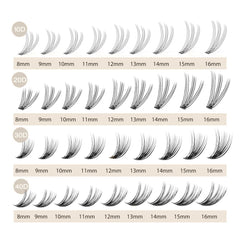 Pestañas WONSIS 20D con longitudes 10–14 mm para looks versátiles.