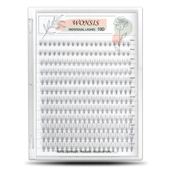 Pestañas individuales WONSIS 10D, 8–12 mm, ligeras para un look natural