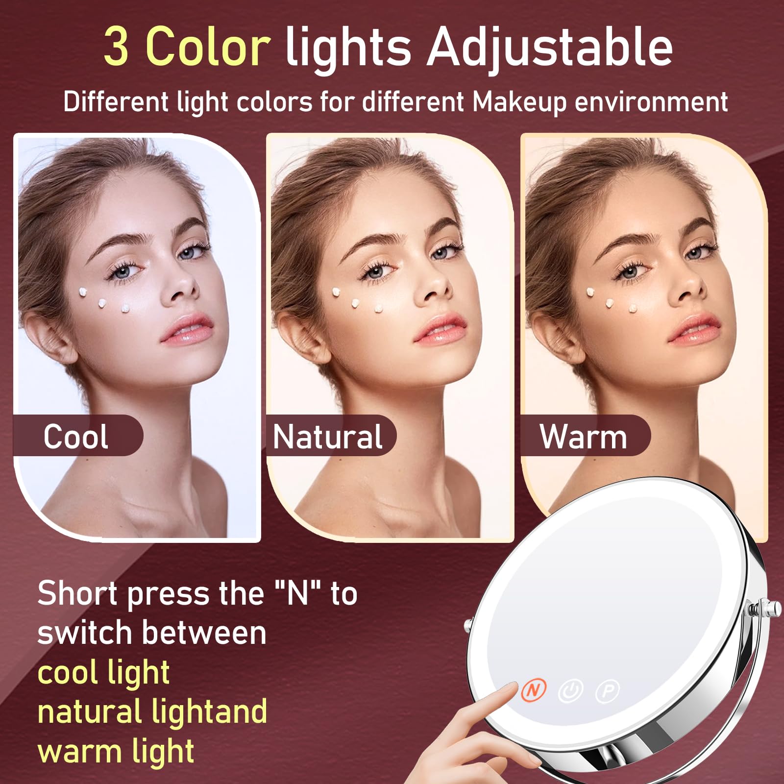 WOOCICA Luz LED de 80 diodos ajustables para claridad visual.