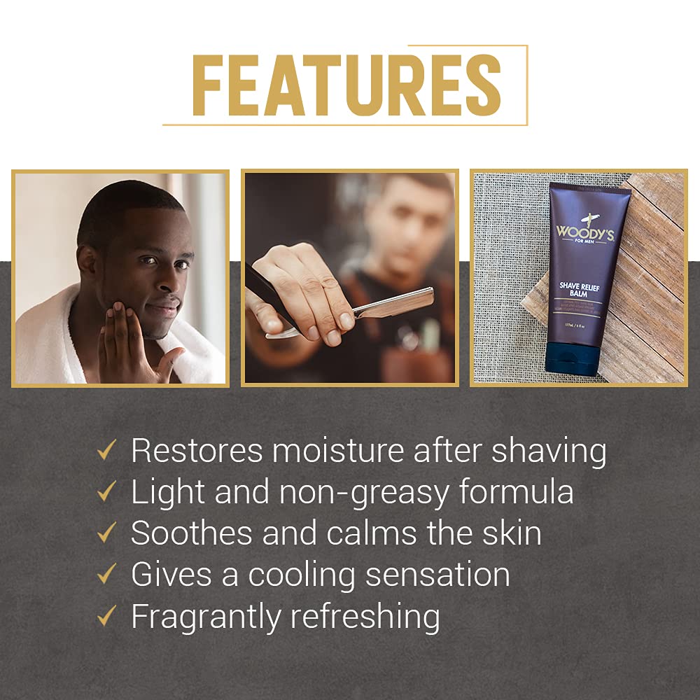 Woody's Shave Relief Balm absorción rápida para pieles sensibles y uso cómodo