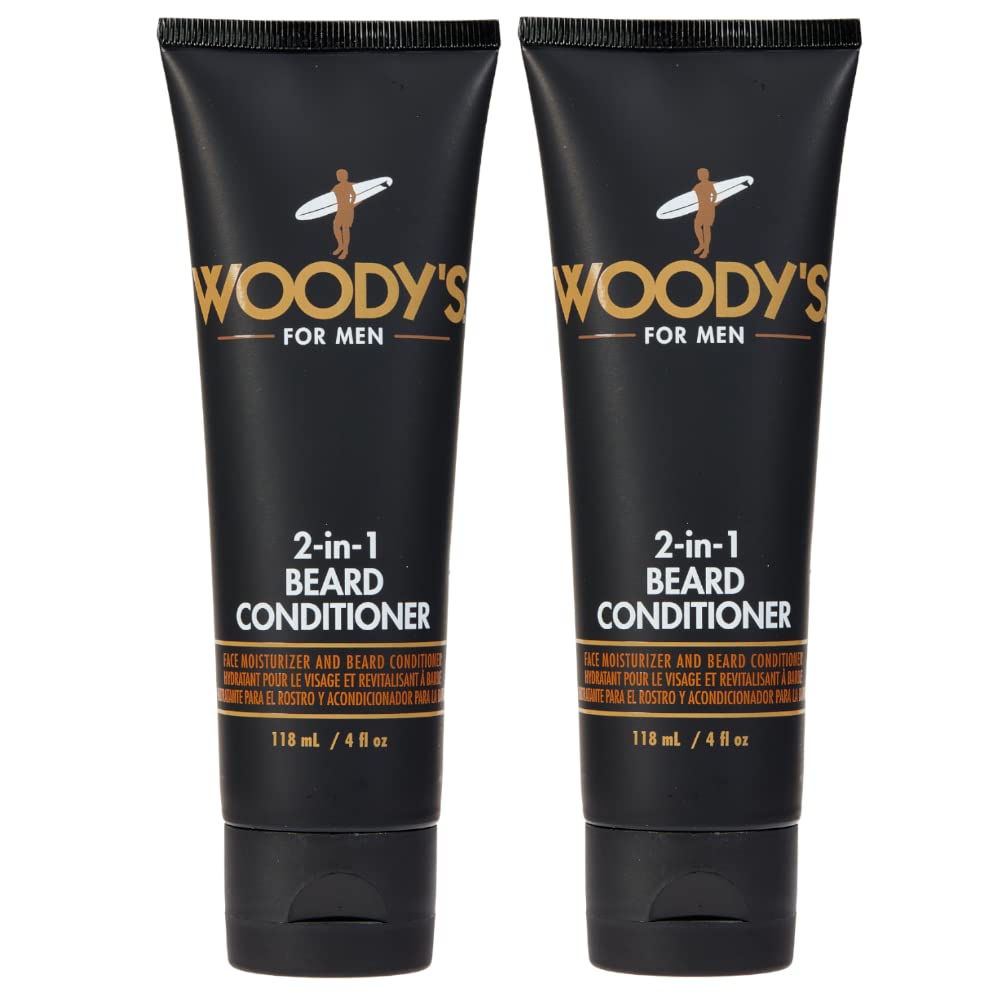 Woodys 2 en 1 para barba, botella frontal, uso diario.