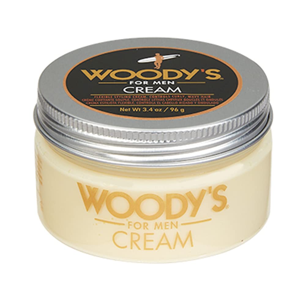 Woody's crema peinado para hombres, envase 96 g, controla rizos con facilidad.
