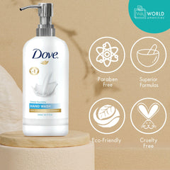 World Amenities Dove Hidratación duradera para manos sensibles y suaves.