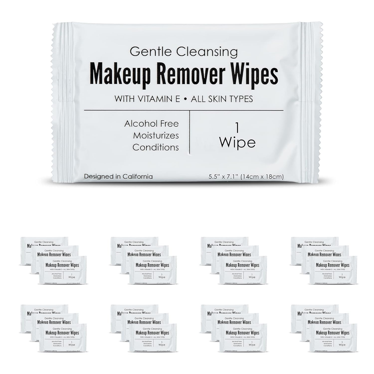 World Amenities makeup remover wipes 50-count bulk pack for easy hotel room setup