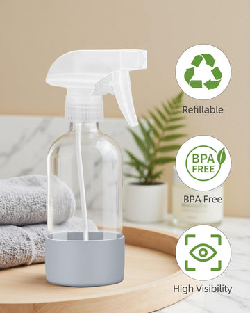 Worldgsb botella vidrio 236 ml, apertura amplia para recargas rápidas.