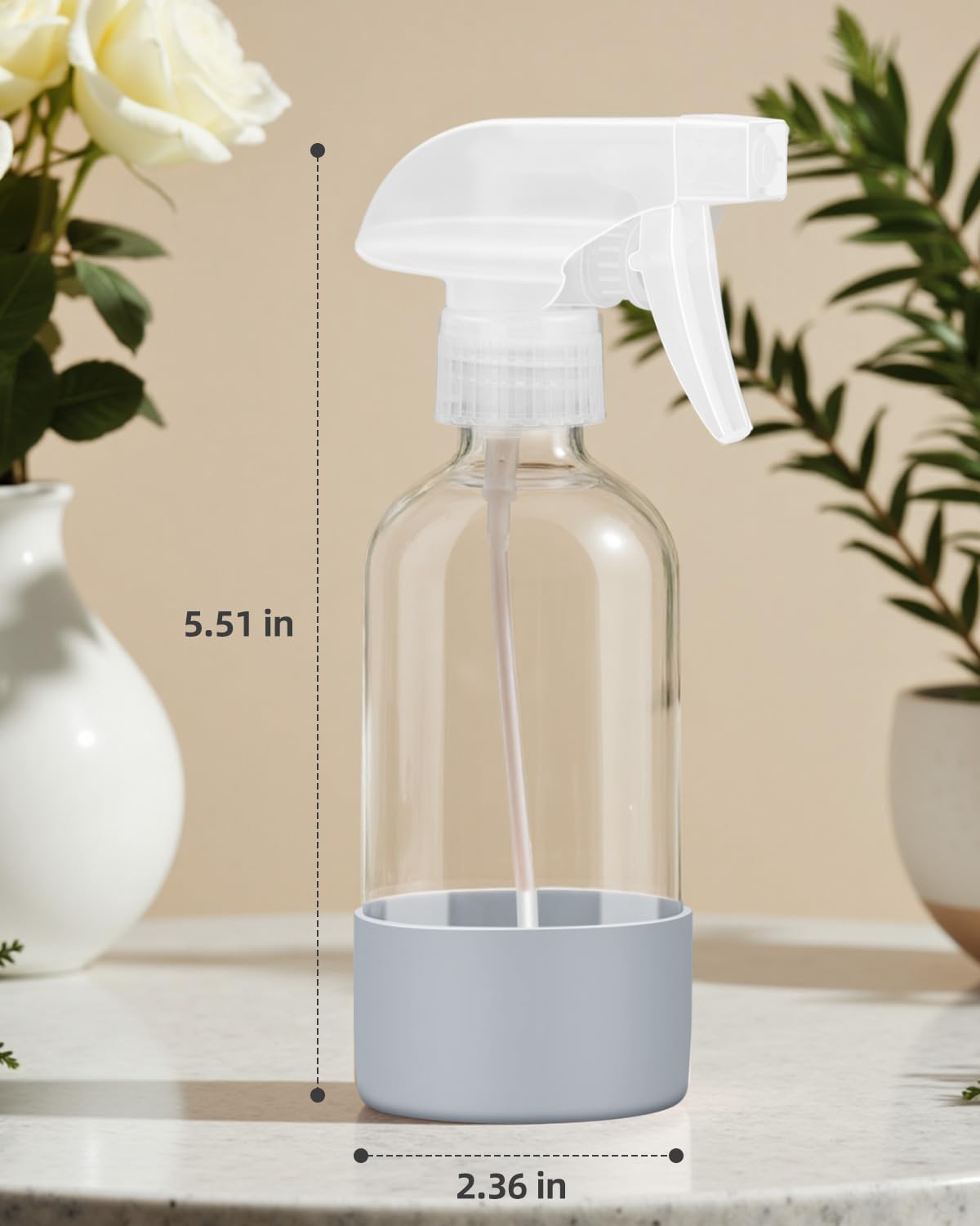 Worldgsb botella vidrio 236 ml, tapon ajustable, pulverizado preciso.