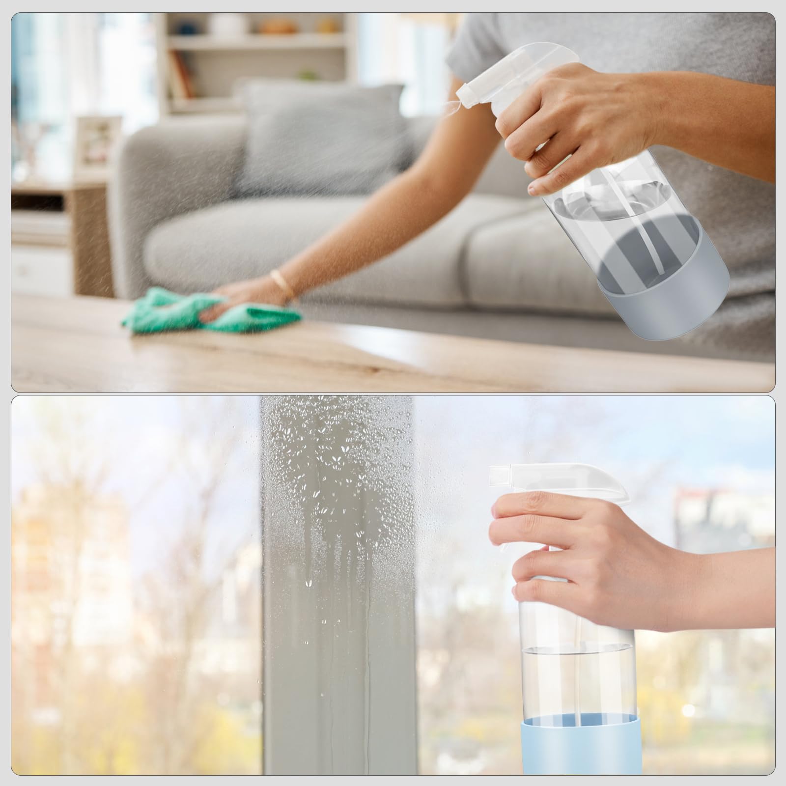 Worldgsb botella de vidrio con cubierta de silicona azul gris, agarre seguro.