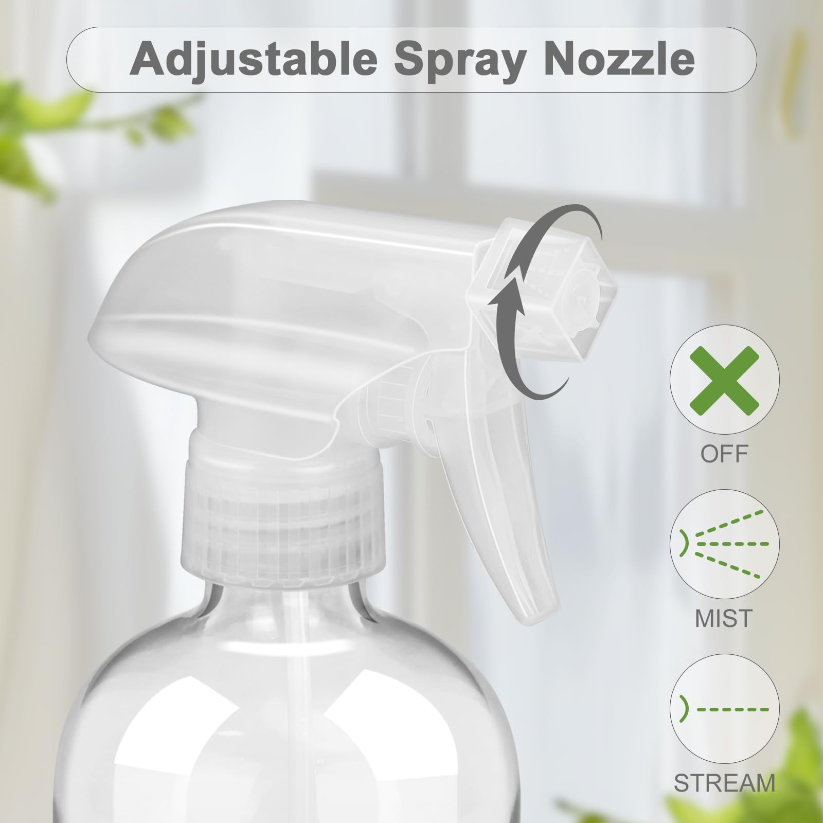 Worldgsb botella de vidrio rociador 16oz con ajuste, ideal para plantas.