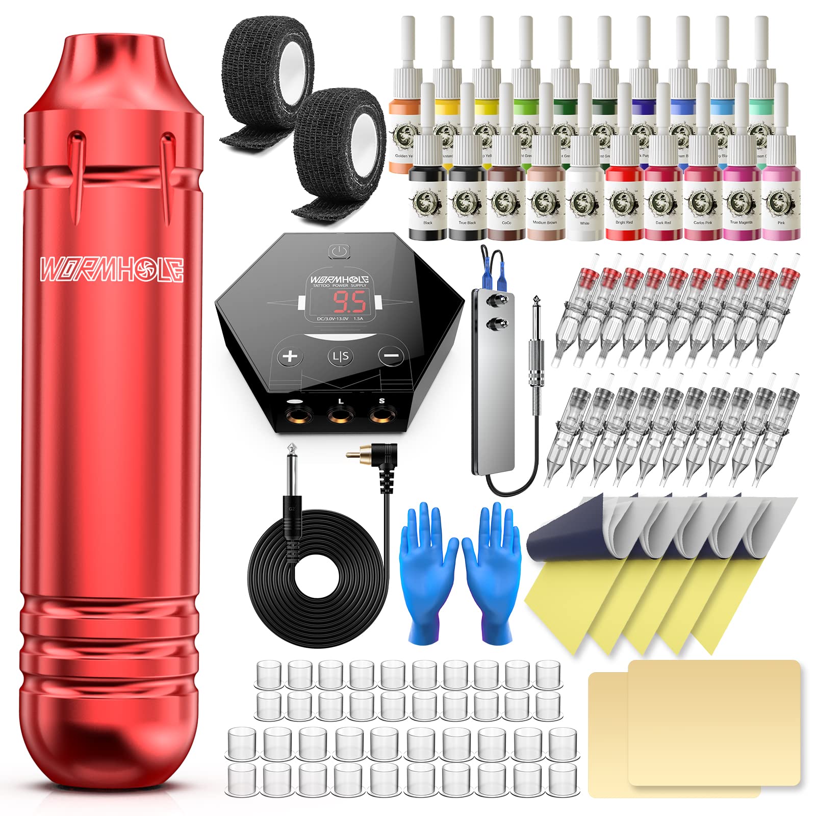 Kit Wormhole Tattoo con pistola ergonómica en aluminio para manejo cómodo