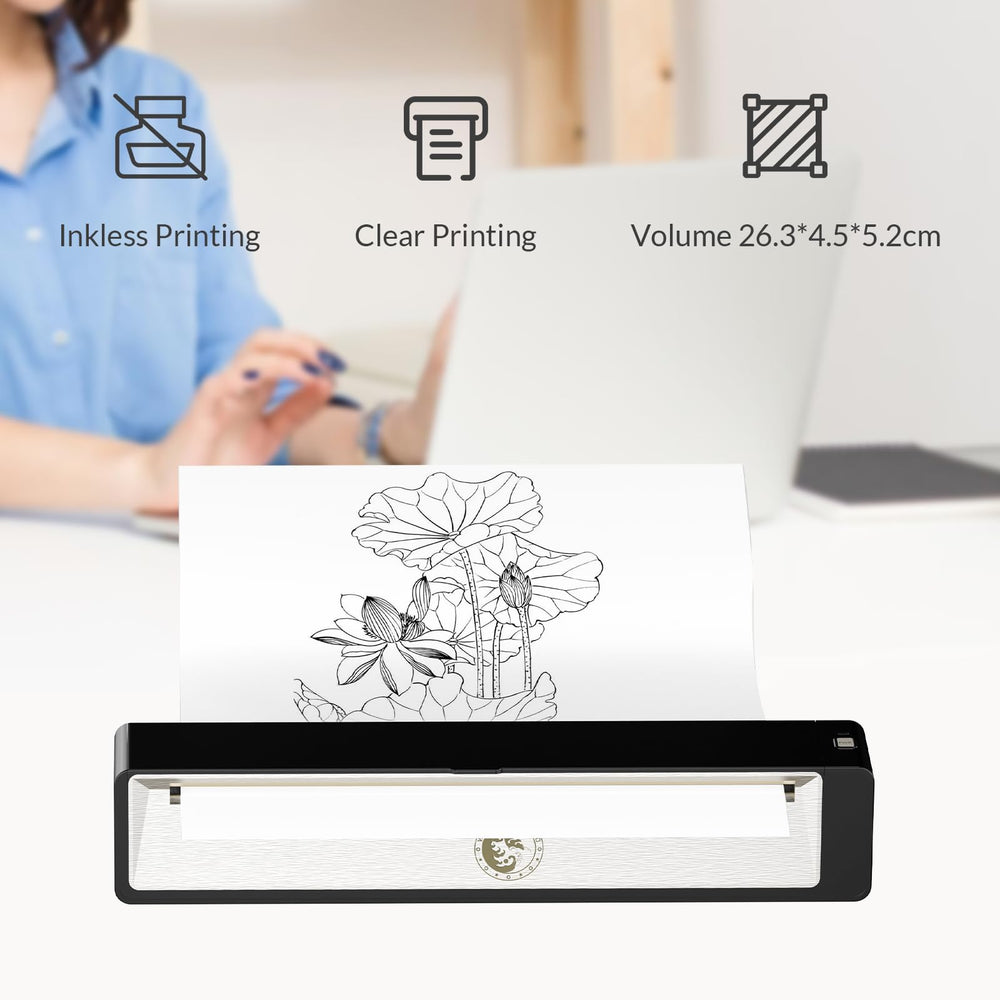 Wormhole Tattoo Stencil Printer con carga USB-C para recargas rápidas.