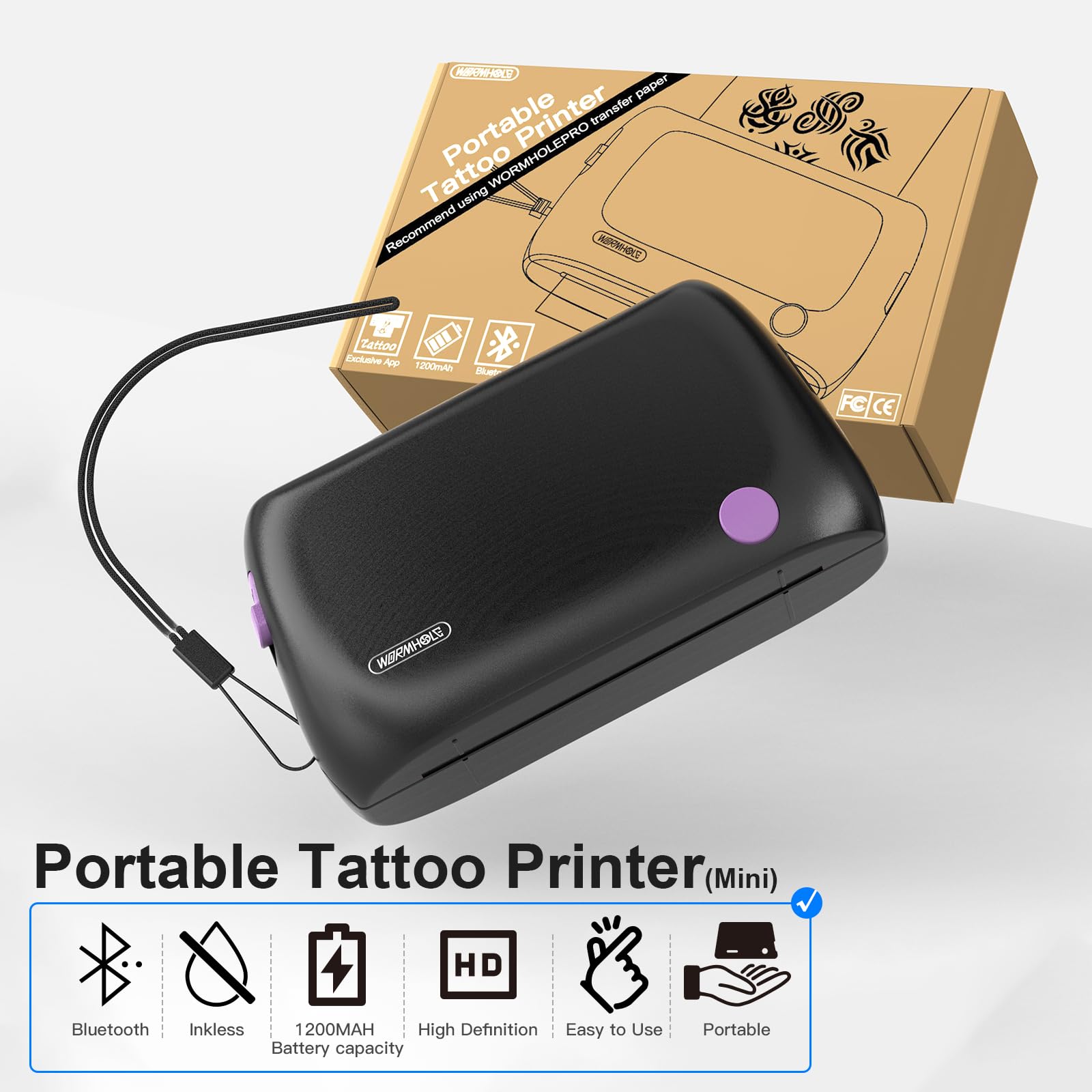 Wormhole Tattoo Stencil Printer con interfaz de app para crear plantillas rápidamente