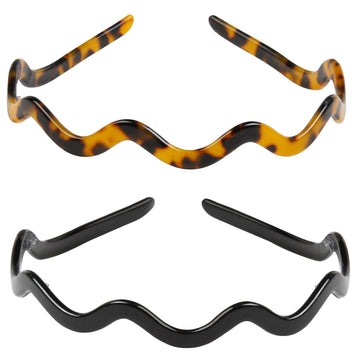Diadema ondulada de WOVOWOVO en negro, cómoda y antideslizante para uso diario.