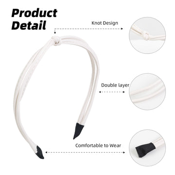 Diadema de cuero delgada WOVOWOVO en blanco, ligera y elegante